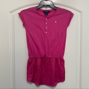 Ralph Lauren Button Drop Waist Short Sleeves Pink Dress Girl's Size 5